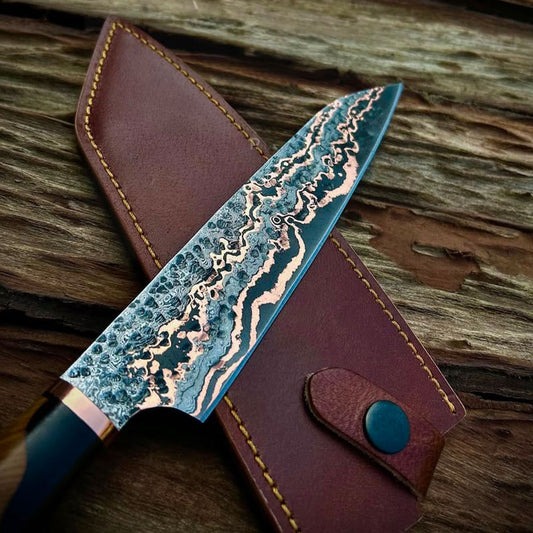 Hand forge copper Damascus chef knife