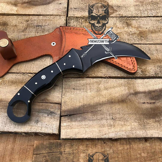 Handmade black coated karambit Knife