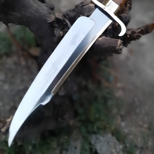 Premium Damascus Bowie Knife – Handcrafted Hunting Knife with Custom Handle & Leather Sheath
