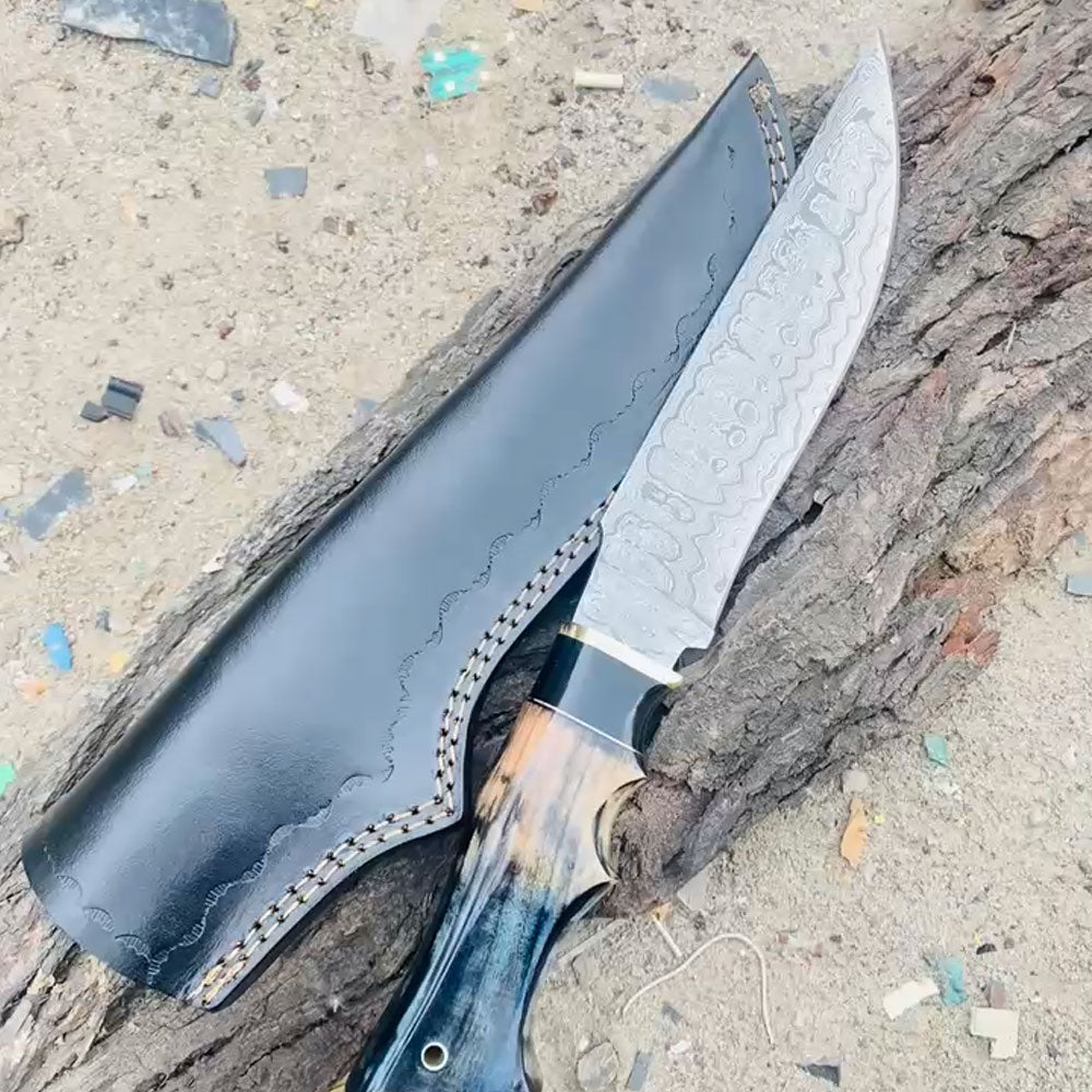 Hunting Knife Damascus steel pakka wood handle