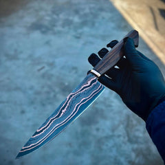 Premium Copper Damascus Chef Knife – Handcrafted Damascus Steel Kitchen Knife with Custom Wooden Handle