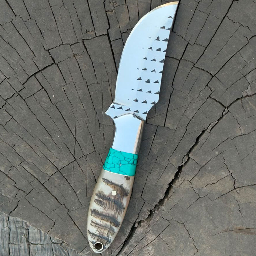 Hand forge j2 steel Hunting skinner Knife Sheep horn handle