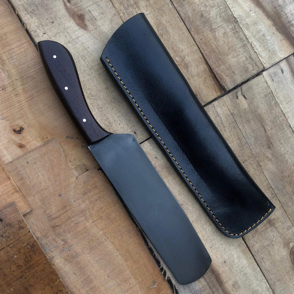 Handmade black coated cleaver knife