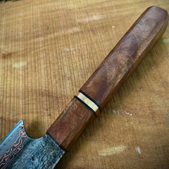 Premium Copper Damascus Chef Knife – Handcrafted Damascus Steel Kitchen Knife with Custom Wooden Handle