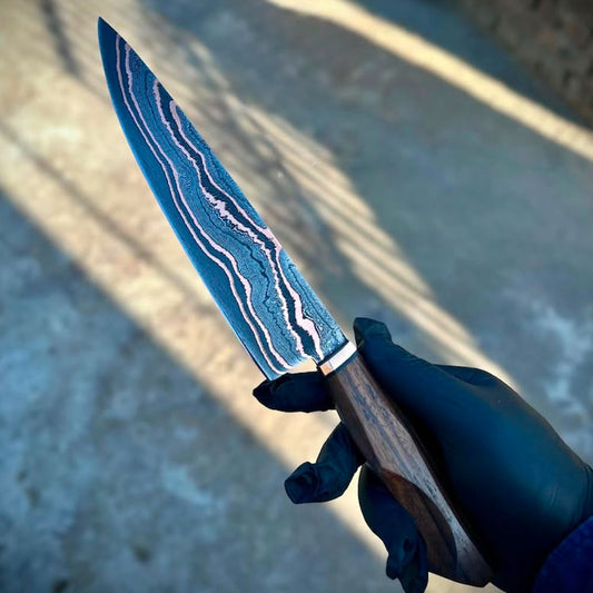 Premium Copper Damascus Chef Knife – Handcrafted Damascus Steel Kitchen Knife with Custom Wooden Handle