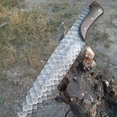 Premium Damascus Bowie Knife – Handcrafted Hunting Knife with Custom Handle & Leather Sheath