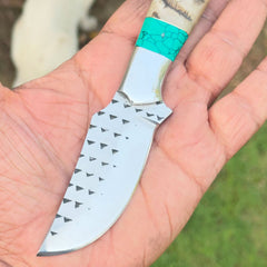 Hand forge j2 steel Hunting skinner Knife Sheep horn handle