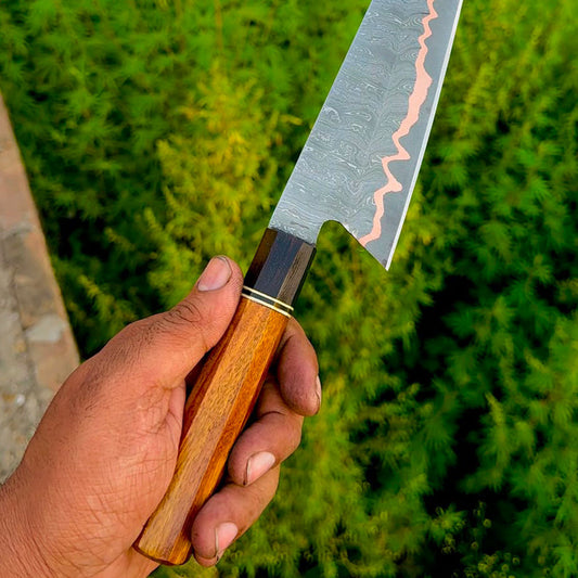 Custom Handmade Copper Damascus chef knife