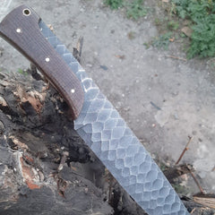 Premium Damascus Bowie Knife – Handcrafted Hunting Knife with Custom Handle & Leather Sheath