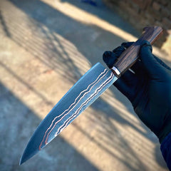 Premium Copper Damascus Chef Knife – Handcrafted Damascus Steel Kitchen Knife with Custom Wooden Handle