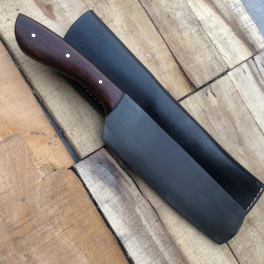 Handmade black coated cleaver knife