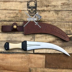 Handmade jambiya knife with leather sheath