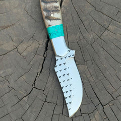 Hand forge j2 steel Hunting skinner Knife Sheep horn handle
