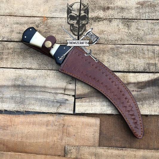 Handmade jambiya knife with leather sheath
