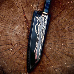 Premium Copper Damascus Chef Knife – Handcrafted Damascus Steel Kitchen Knife with Custom Wooden Handle