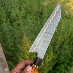 Custom Handmade Copper Damascus chef knife